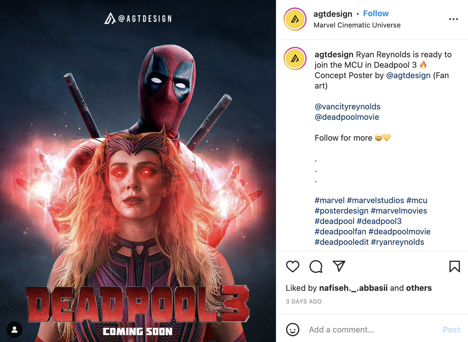 Deadpool 3 Fan Poster Shows Wade Wilson Hypnotizing Scarlet Witch